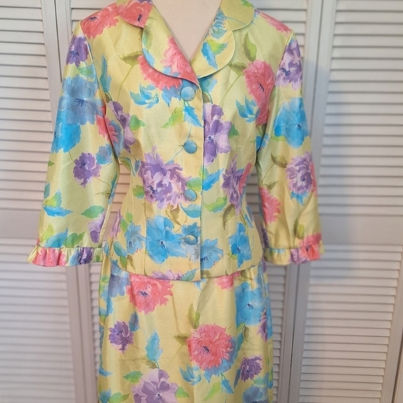 Leslie Fay Dresses & Skirts - Leslie Fay vintage 1980's tropical floral skirt set suit sz 12P *D5